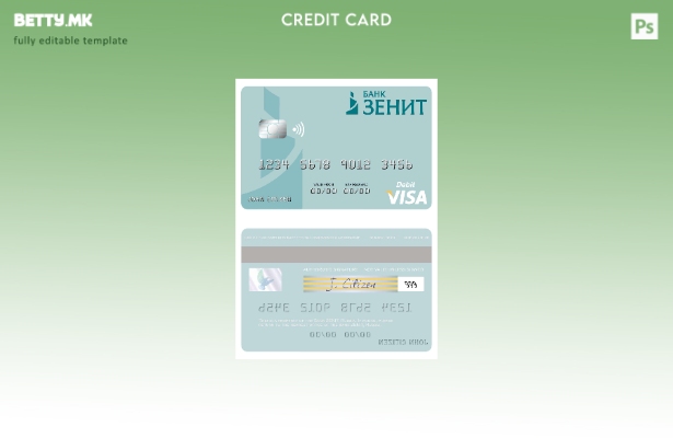 Модерен стил Шаблон за виза за дебитна картичка на руската банка ЗЕНИТ